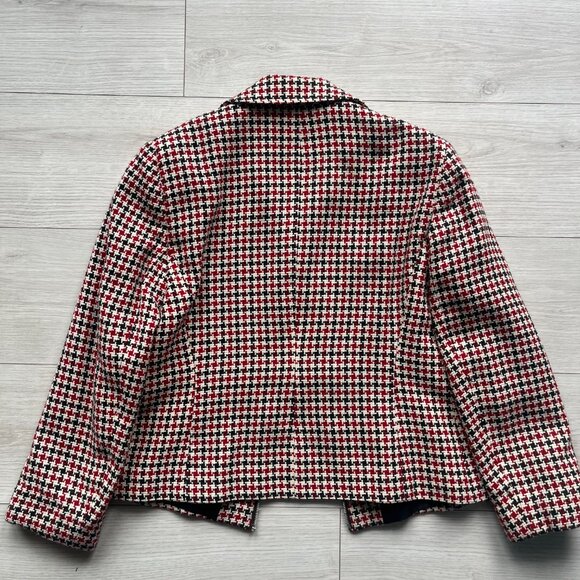 Louben II Houndstooth Zip-Front Wool Jacket - Size 8 - Picture 4 of 6